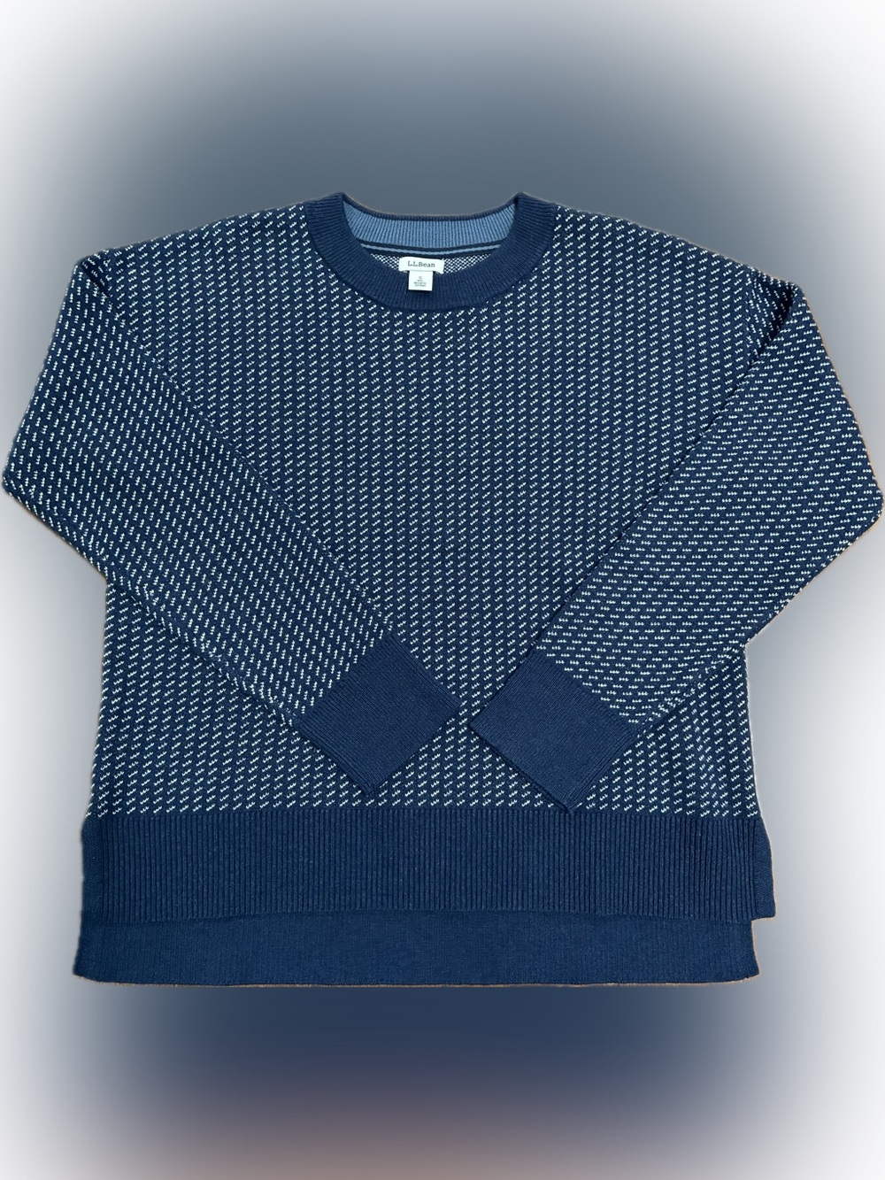 LL Bean Wicked Soft Cotton Cashmere Navy Birdseye Sweater S Coastal Preppy